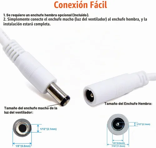 Vista 6 de Facon Combo de luz de ventilador de 12 V CC para caravana emergente, interruptor independiente, cable extensible de 2 velocidades con enchufe macho