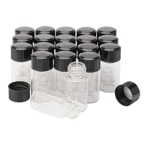 Vista 12 de 20pcs Colección de Muestra Líquida Borwn Botellas de Vidrio Frascos Tapón Tornillo Capacidad 0.1 fl oz Ámbar
