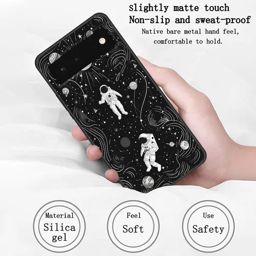 Vista 242 de Funda delgada para Google Pixel 4 XL, funda delgada de silicona de TPU suave a prueba de golpes para Google Pixel 4 XL, astronauta Galaxy