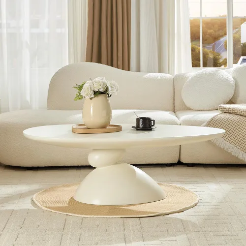 Vista 27 de WILLIAMSPACE Mesa auxiliar redonda de 15.94" en mármol sintético para sala 14.57"*16.54"H-beige+amarillo
