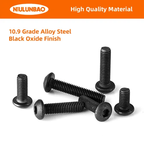 Vista 4 de Tornillos de cabeza de botón M3 x 6 mm, 8 mm, 10 mm, 12 mm, 16 mm, tornillos de cabeza de botón, acero de aleación de grado 10.9, acabado de óxido