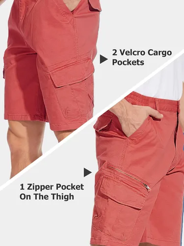 Vista 4 de TACVASEN Pantalones cortos planos de algodón para hombre, pantalones cortos de golf con 7 bolsillos