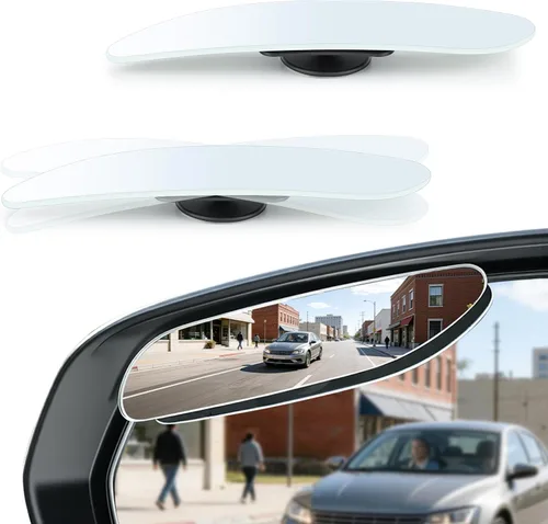 Vista 14 de LivTee Espejo de punto ciego para vehículo, con forma de ventilador asimétrico, vidrio HD sin marco, espejo retrovisor convexo con gran ángulo En