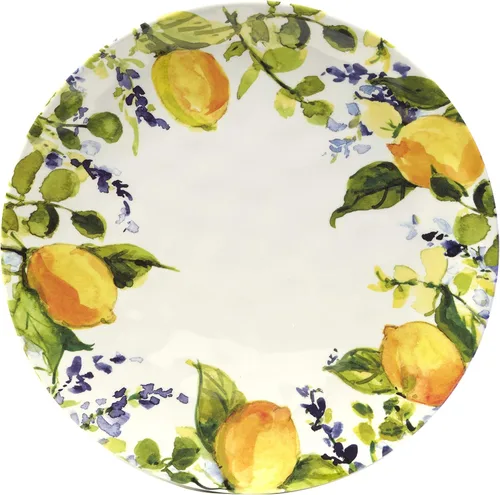 Vista 2 de Lemon Zest - Juego de 6 platos llanos de melamina, platos irrompibles para exteriores para cenar en el patio, fiestas de jardín, barbacoas