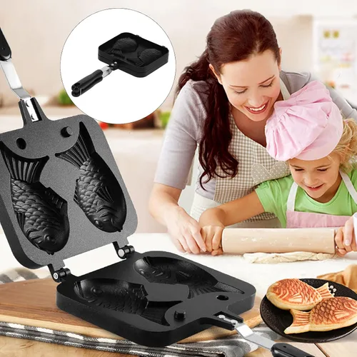 Vista 8 de Taiyaki - Molde para tartas en forma de pez, molde doble para hacer panqueques en forma de pez