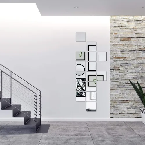 Vista 7 de Pegatinas de pared con espejo cuadrado, 12 unidades, autoadhesivas, extraíbles, 3D, de acrílico, espejo, de plástico, para decoración del hogar