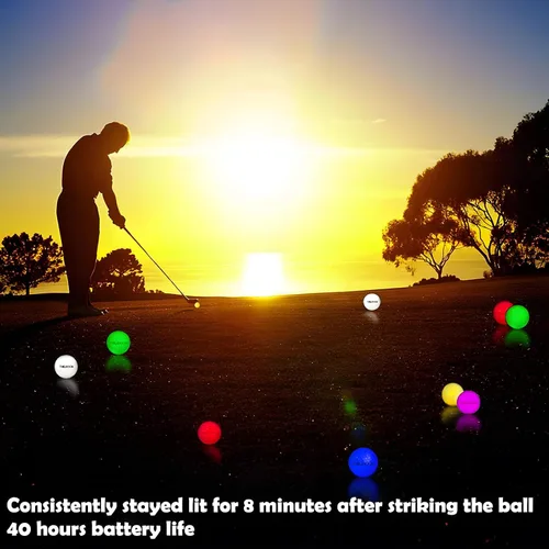 Vista 3 de THIODOON New Glow in Dark Golf Balls Resettable Time LED Ball Light up Golfer Gift Ball Night Glowing Sports Balls Glow Nighttime Lighted 40 Hours