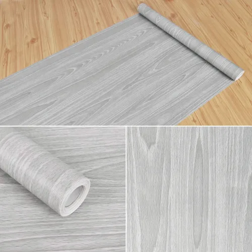 Vista 8 de Papel de Contacto de Madera Gris 17.71 x 118 Pulgadas Textura de Grano de Madera Papel Tapiz Adhesivo Despegar y Pegar Papel Adhesivo Gris Claro