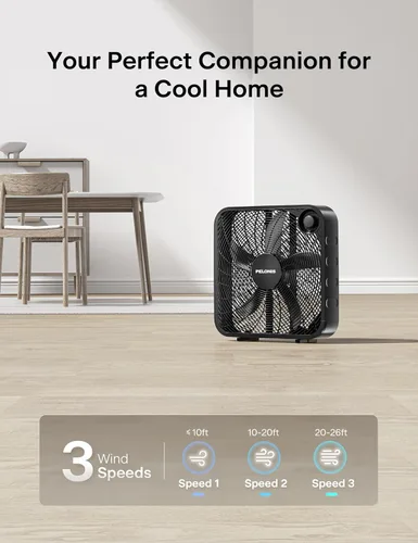 Vista 3 de PELONIS Ventilador de caja de 3 velocidades de 20 pulgadas para dormitorio Negro