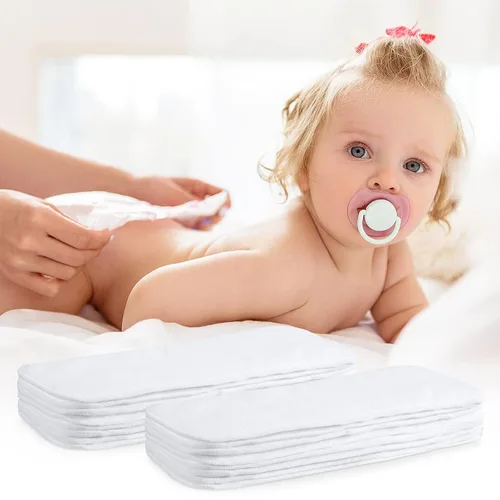 Vista 6 de Paquete de 24 insertos de pañales de tela reutilizables para recién nacidos, 3 capas absorbentes y transpirables, insertos de pañales de microfibra