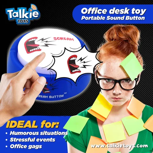 Vista 2 de Talkie Toys Products The Scream Button - Botón de voz para hombre y mujer, botón parlante divertido, juguete para hablar para aliviar el estrés y más