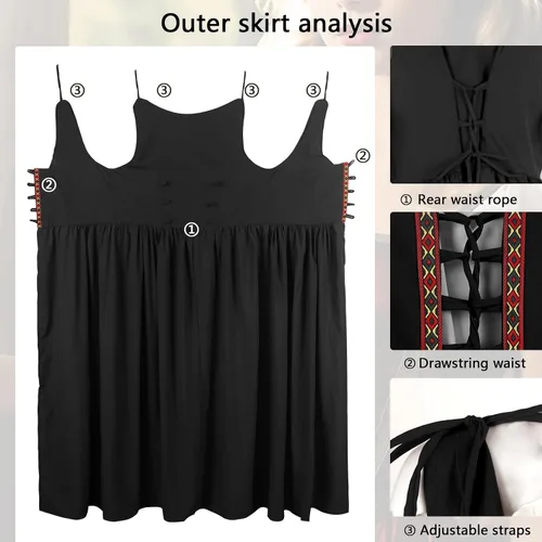 Vista 5 de HOMELEX Vestido renacentista para mujer, disfraz de elfo medieval, talla grande, disfraz de festival Ren Faire Midevil