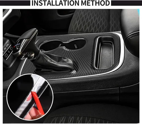 Vista 3 de Voodonala Cubierta de fibra de carbono para panel de palanca de cambios de consola central compatible con Dodge Durango 2018-2020 (2018-2020)