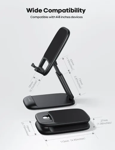 Vista 5 de Lamicall Soporte de teléfono celular para escritorio, soporte de teléfono 1-negro