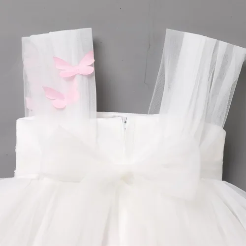 Vista 6 de Vestido de cumpleaños de mariposa para niñas pequeñas, vestido de tul alto y bajo de tul para bautizo, fiesta de boda, vestidos de tul para sesión