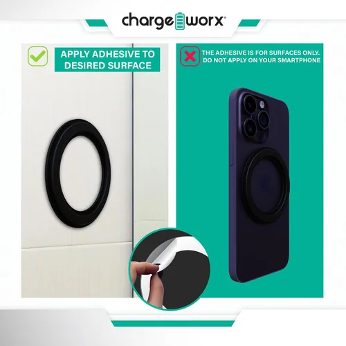 Vista 5 de CHARGEWORX Paquete de 3 soportes magnéticos para pared, compatibles con MagSafe, soportes adhesivos para teléfono, para ducha, baño, cocina, espejo