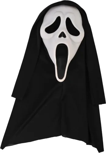 Vista 2 de Adult Scream Mask Classic Ghost Face Slasher, Horror Movie Killer Costume Accessory