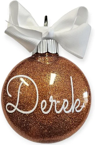 Vista 23 de Adorno de Navidad personalizado relleno de purpurina hecho a medida, regalo ideal para fiesta de intercambio de regalos de oficina (Aqua)
