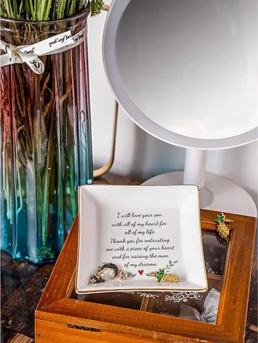 Vista 5 de Regalos para la madre del novio de la novia, regalos de boda para suegra, regalo de agradecimiento para la nueva mamá, plato de joyería de cerámica