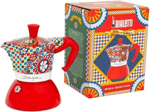Vista 3 de Bialetti Dolce & Gabbana MOKA INDUCTION 4 tazas, seguro para inducción y fuego abierto (máquina de café, máquina de café espresso, Makinetta)