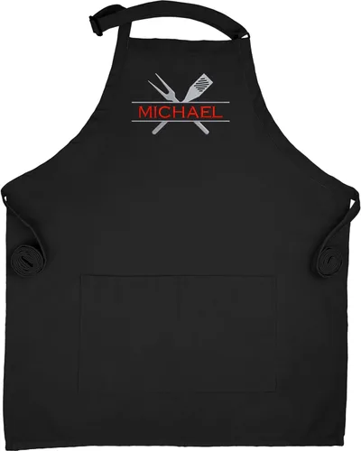 Vista 4 de Delantal personalizado con bolsillos para asar Delantal bordado para barbacoa para hombres
