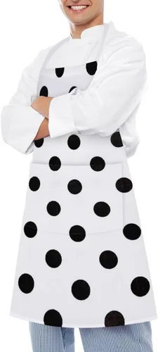 Vista 4 de Personalized Polka Dot Adult Apron, Kitchen Cooking Aprons for Woman Man, Adjustable Bib Apron with Pocket for Baking, BBQ Crafting Outdoors, Dining