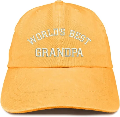 Vista 12 de World 's Best Grandpa bordado Pigmento teñido de perfil bajo algodón Cap Negro