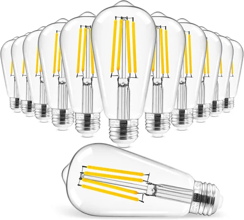 Vista 8 de Hizashi - 6 bombillas led Edison E26 equivalentes a 60 W, no regulables, 2,700 K, blanco cálido, CRI superior a 95, ST19, vintage, base E26, 700