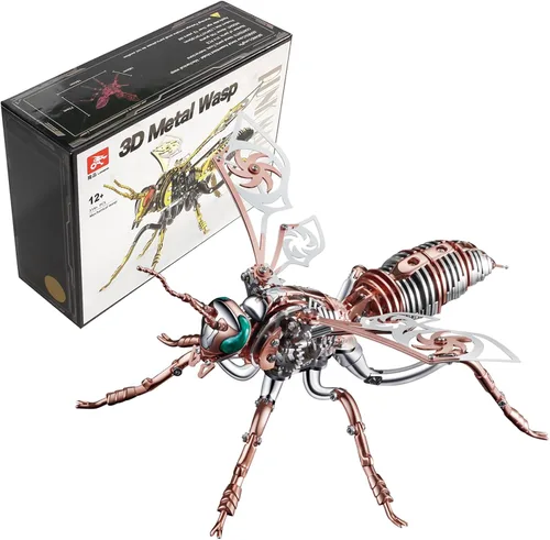 Vista 9 de Rompecabezas de metal 3D para adultos, kits de modelo de avispa mecánica, bloques de construcción, avispón gigante del norte, montaje difícil
