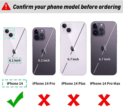 Vista 2 de LAMEEKU Funda tipo cartera diseñada para iPhone 14 con tarjetero y cadena cruzada para mujer, funda RFID a prueba de golpes, compatible con iPhone
