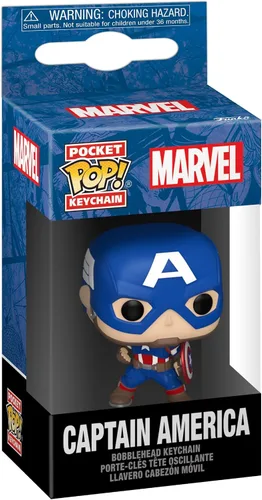 Vista 2 de Funko Pop! - Llavero de Marvel - Capitán América - Marvel Comics - Mini figura coleccionable - Relleno de calcetines - Idea de regalo - Producto