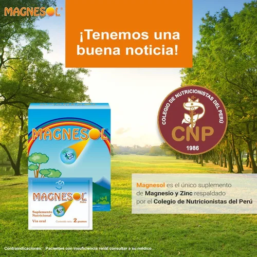 Vista 2 de Suplemento de magnesio - Cloruro de magnesio con óxido de zinc - Forma de polvo - 260 mg / 33 bolsitas 1 paquete