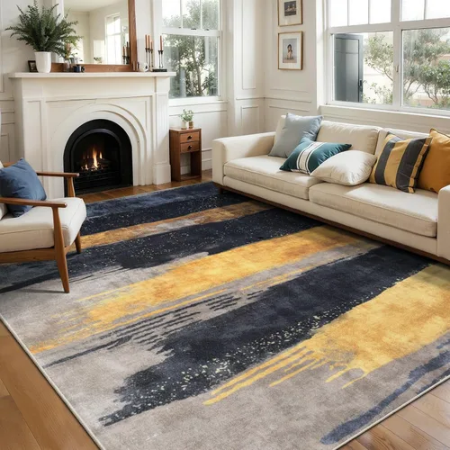 Vista 51 de Ciicool Alfombra moderna abstracta de 2 x 3 pulgadas, lavable, pequeña, antideslizante, de pelo bajo, alfombra de entrada plegable para cocina