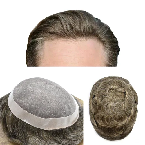Vista 81 de LOVIN - Sistema de cabello humano para hombres, postizo fino de encaje mono para hombre, prótesis masculina de piel de polietileno alrededor