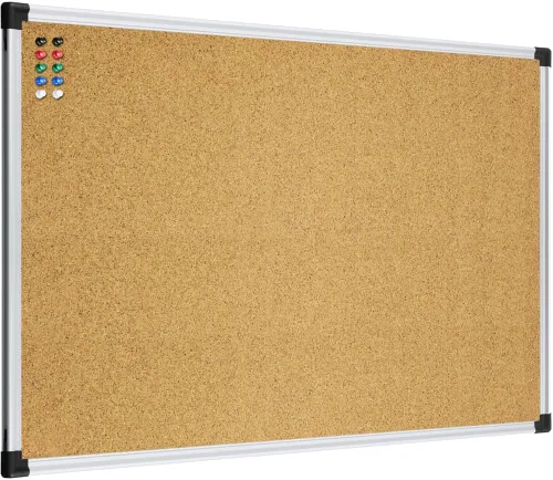 Vista 6 de XBoard Tablero de corcho de oficina montado en la pared de 24 x 18 pulgadas, tablón de anuncios con marco de aluminio