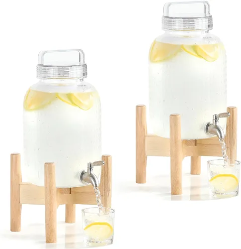 Vista 10 de EGGKITPO Dispensadores de bebidas de 1.5 galones con grifo y elegante soporte para fiestas, dispensador de limonada de policarbonato con soporte
