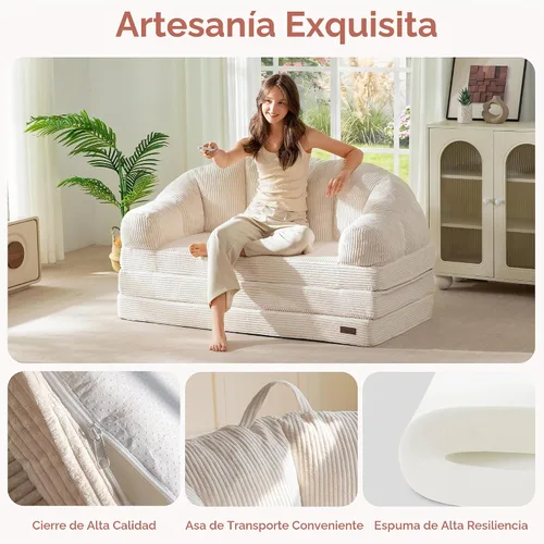 Vista 5 de MAXYOYO Sofá cama plegable con respaldo, sofá plegable sin hueso con asa