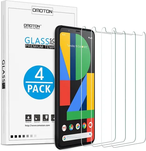 Vista 10 de OMOTON Paquete de 4 protectores de pantalla para Google Pixel 4 (5.7 pulgadas), vidrio templado, resistente a los arañazos, solo cubierta de área