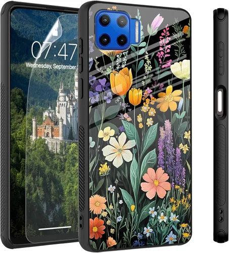 Vista 7 de Funda para Motorola Moto Edge 2022, cubierta trasera de vidrio templado con protector de pantalla, funda protectora a prueba de golpes para Motorola