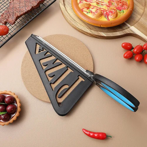 Vista 9 de Tijeras de pizza Cortador de pizza con cuchilla de acero inoxidable desmontable y mango Servidor de rebanadora de pizza con espátula Multifuncional