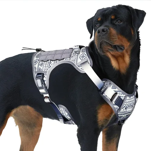 Vista 28 de Auroth - Arnés táctico para perros pequeños y medianos, sin tirones, arnés ajustable para mascotas, reflectante, K9, entrenamiento, trabajo
