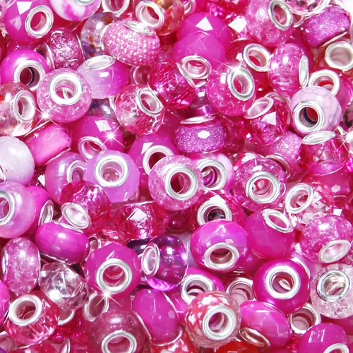 Vista 20 de ZYEHXED 60 Piezas Cuentas Negras de Agujero Grande, Cuentas Grandes de Artesanía Europea, Cuenta de Lampwork Murano de Agujero Grande, Cuenta