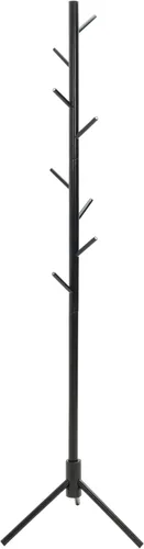 Vista 2 de Aynoo Perchero de abrigos, Perchero de madera tipo árbol, Independiente con 8 ganchos, 3 árboles ajustables para abrigos, Negro