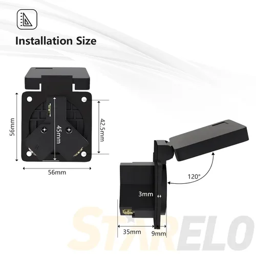 Vista 3 de STARELO Toma de corriente para RV/EV de 30 amperios NEMA TT-30R con cubierta, 125/250 voltios, 2 polos, 3 cables, resistente a la intemperie, al