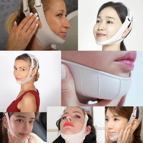 Vista 4 de Mascarilla reafirmante para adelgazar doble barbilla flacidez línea V contorno lifting cuello apriete máscara (cinturón de máscaras de suero)