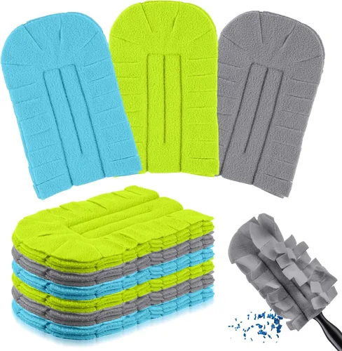 Vista 16 de Zubebe 3 piezas de repuesto de plumero de forro polar reutilizables, plumeros planos de plumas, almohadillas de limpieza lavables para múltiples