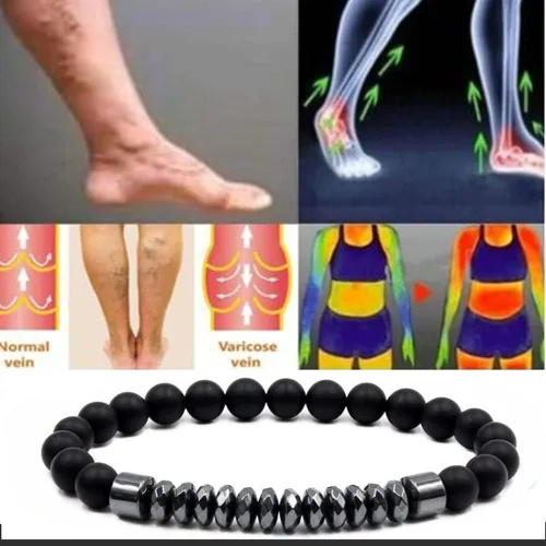 Vista 4 de INENIMARTJ Tobillera de obsidiana negra antihinchazón, terapia magnética, pulsera de tobillo de obsidiana negra para mujeres y hombres, pulsera