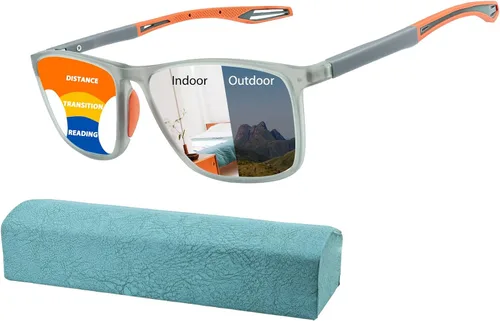 Vista 8 de K.LAVER Gafas de lectura fotocrómicas progresivas multifocales con bloqueo de luz azul, lentes de sol multifocales con bisagra de resorte