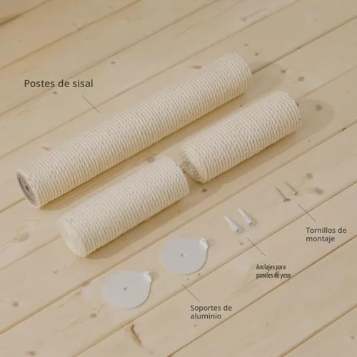 Vista 7 de xympo Rascador de Pared Montado de 86 cm para Gatos, Poste de Rascado de Sisal