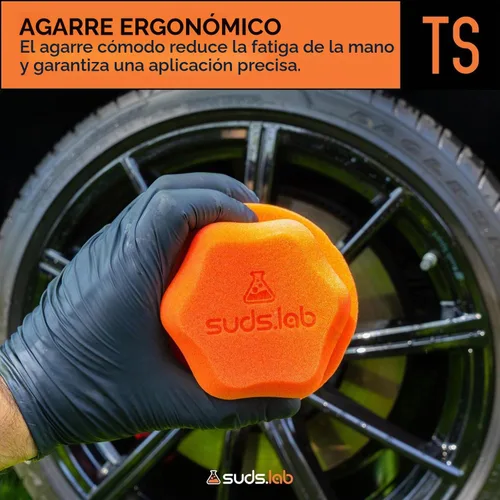 Vista 5 de Suds Lab TS - Aplicador de brillo de neumáticos, almohadilla de espuma reutilizable para neumáticos y cepillo Úsalo con gel para neumáticos